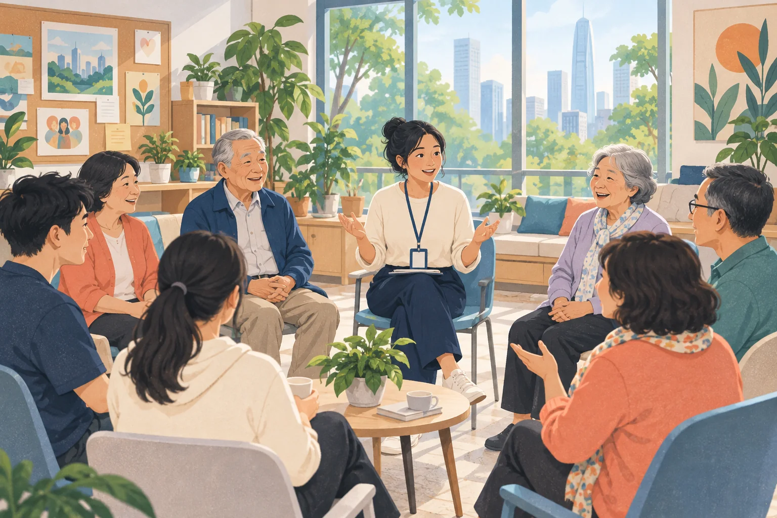 社会化心理服务场景插画